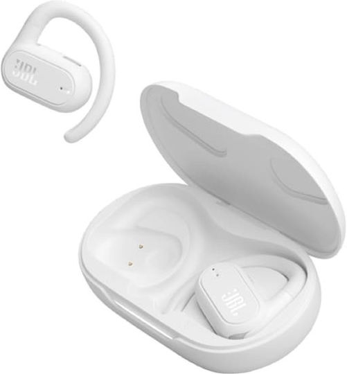 JBL Soundgear Sense Offenes Ohr Bluetooth-Freisprecheinrichtung Kopfhörer mit Schweißresistenz und Ladeetui Weiß