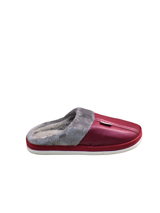 Winter Women's Slippers with fur in Burgundy color