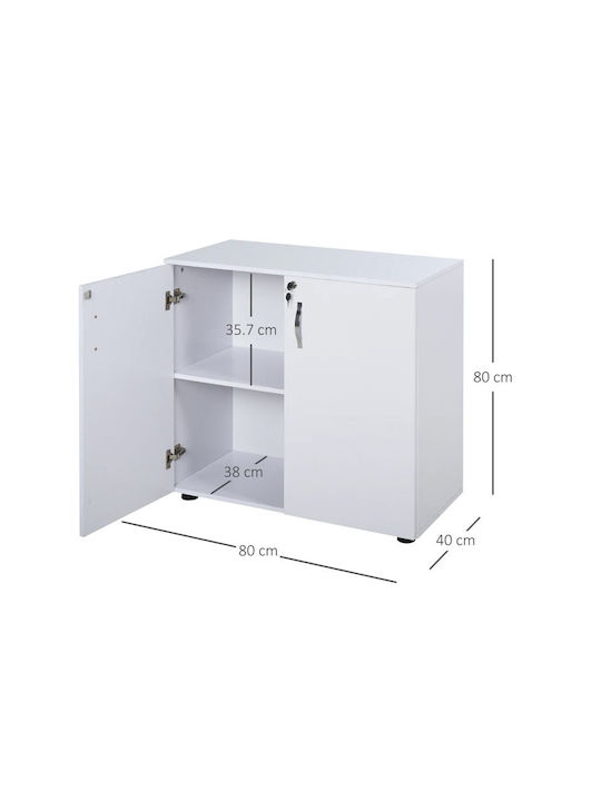 Kabinett Büro mit Rollen & Schloss White 80x40x80cm