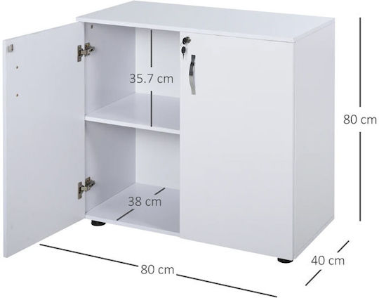 HomCom Büroaufbewahrungsschublade und -schrank Holz mit Rädern und Schloss Weiß 80x40x80cm