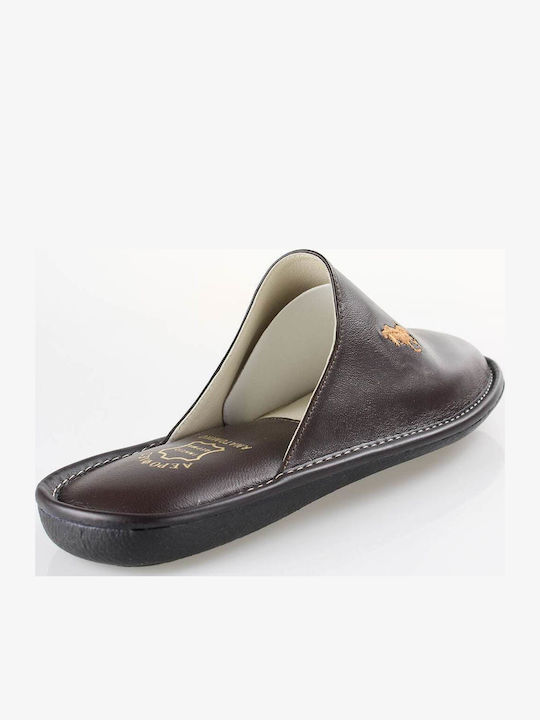 Men's Leather Slippers Brown