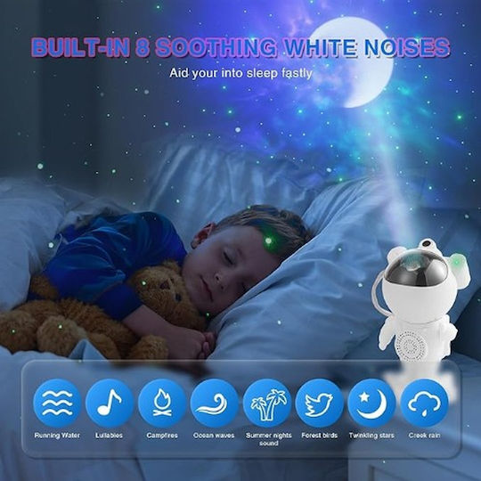 Factory Led Παιδικό Φωτιστικό Projector με Προβολή Αστεριών Λευκό