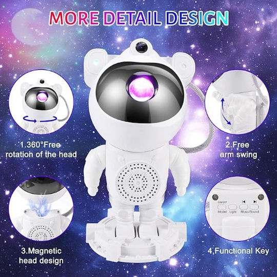 Factory Led Παιδικό Φωτιστικό Projector με Προβολή Αστεριών Λευκό