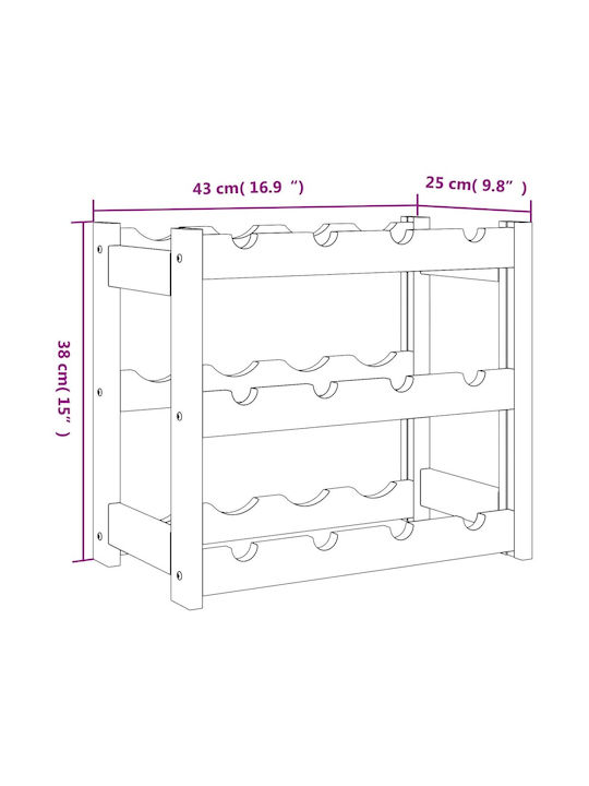 vidaXL Freistehend Weinkeller Hölzernes Gray 43x25x38εκ.