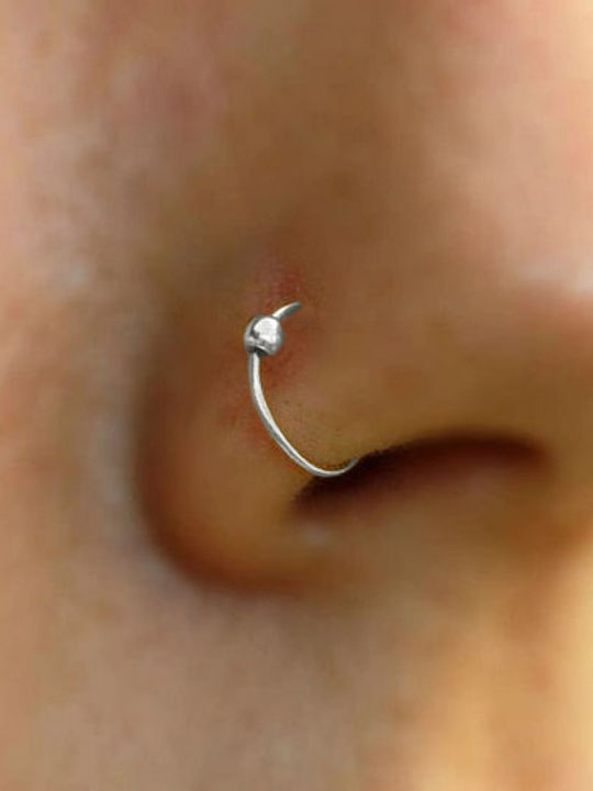 Polytimo Nose Hoop Earring in 14K White Gold 8mm