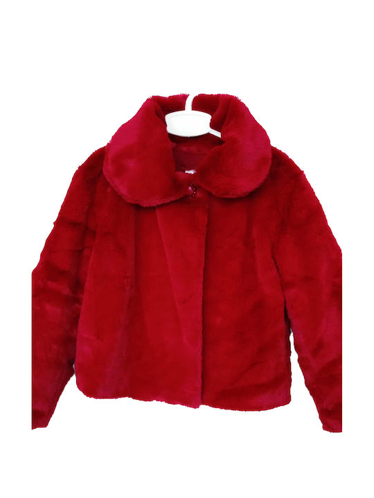 Scarabeo Kids Kids Fur Coat with Lining Red