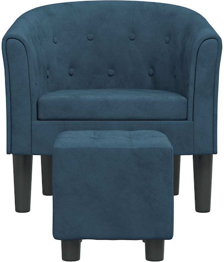 Барел Фотьойл С поставка за крака Кадифен Dark Blue 70x56x68см