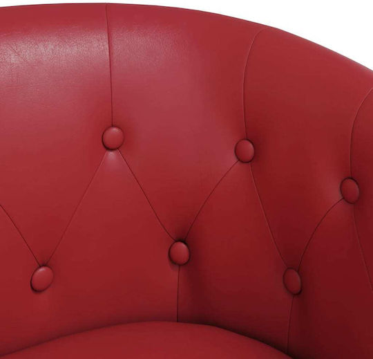 Barrel Sessel mit Fußhocker aus Kunstleder Bordeaux 70x56x68cm