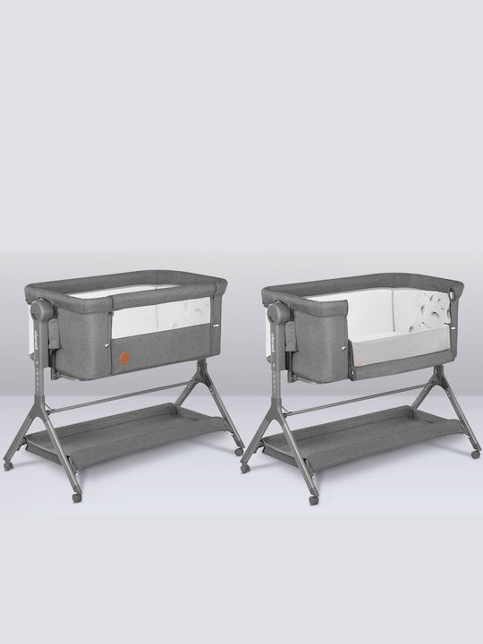 Lionelo Cradle Leonie with Mattress, Side Opening, and Wheels Gray