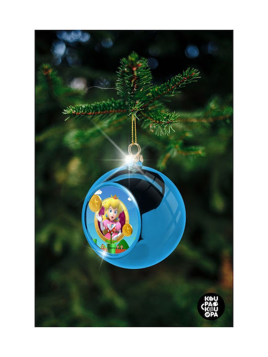 Christmas Plastic Ball Ornament Blue 8cm