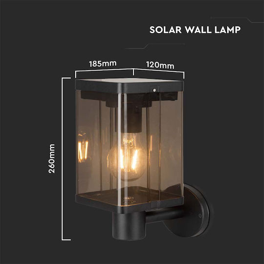 V-TAC Wall Mounted Solar Light 1.8W 100lm Warm White 3000K with Motion Sensor IP54 12cmx18.5cmx26cmcm