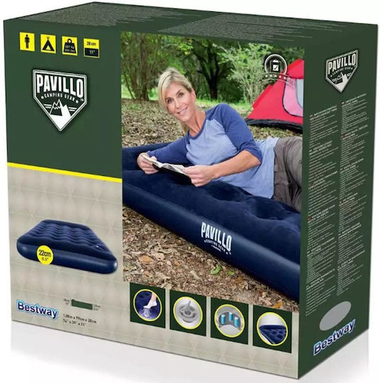 Bestway Camping Air Mattress Single with Integrated Pump 188x99x28cm