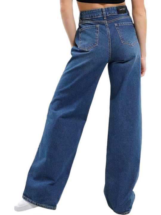 Kendall + Kylie Women's High-waisted Fabric Trousers in Wide Line Blue