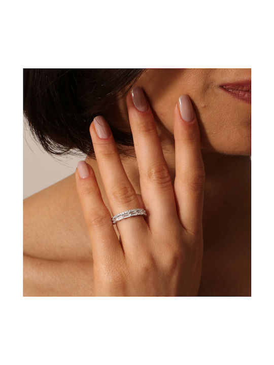 Damen Ring Halbring mit Zirkonia aus Silber