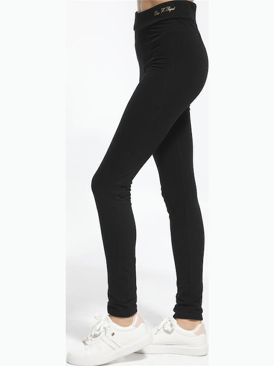 Frauen Lang Leggings Hochgeschnitten Fleece-Beschichtung Schwarz