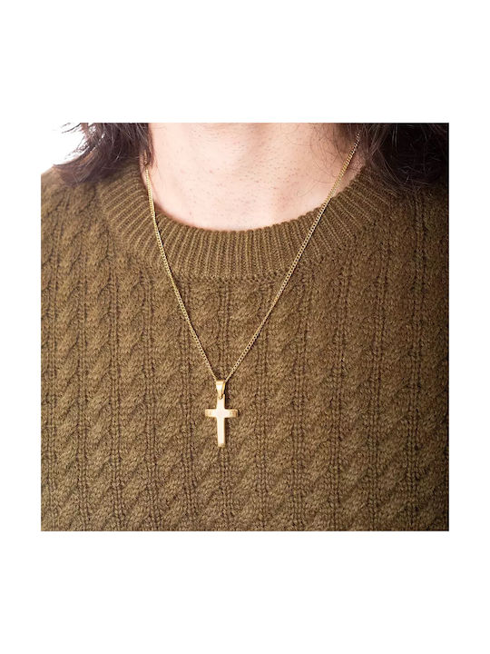 Oxzen Men's Cross from Gold Plated Steel with Chain