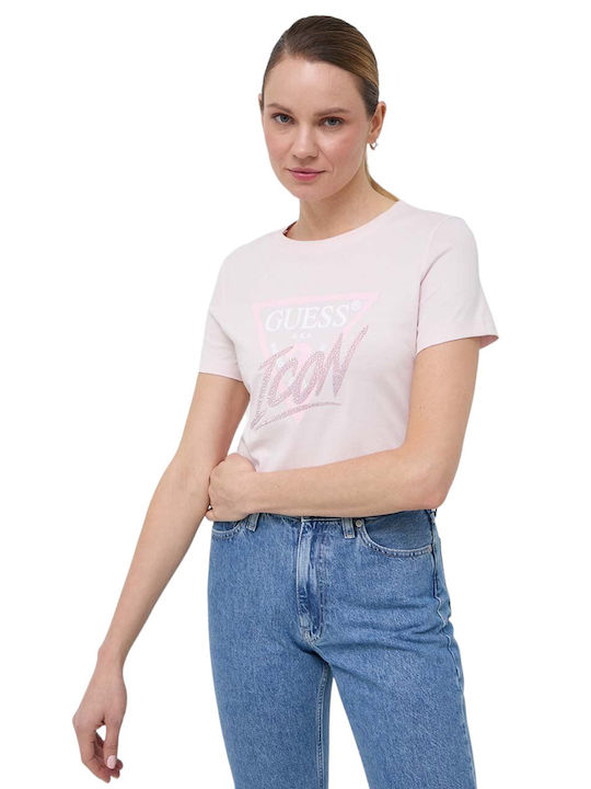 Guess W Ss Women's T-shirt Pink