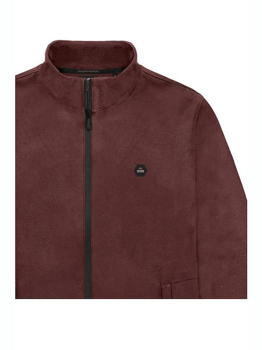 Double Men's Sweatshirt Jacket with Hood Bordeaux