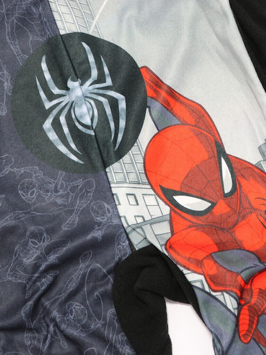 Marvel Παιδική Πιτζάμα Ολόσωμη Χειμωνιάτικη Fleece Μαύρο