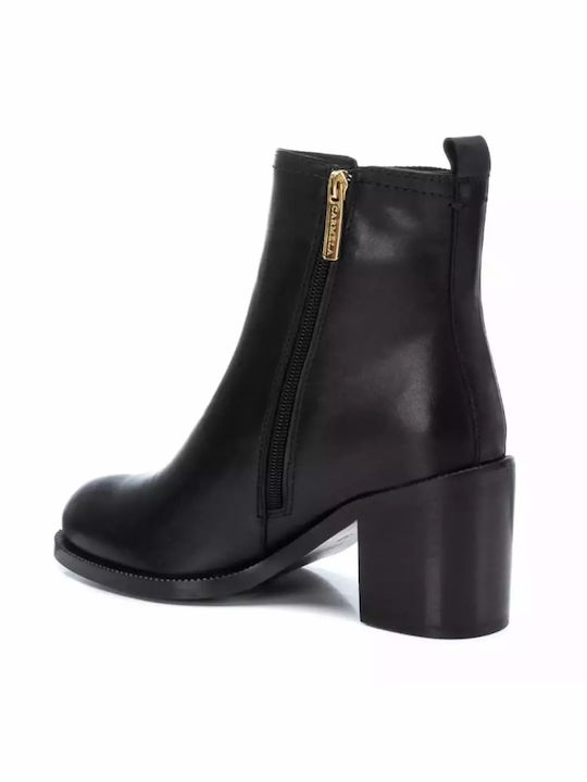 Carmela Footwear Leather Women's Chelsea Boots with High Heel Black