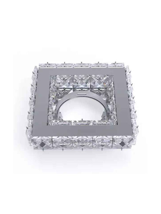 Square Crystalline Recessed Spot with GU10 Bulb Base Silver