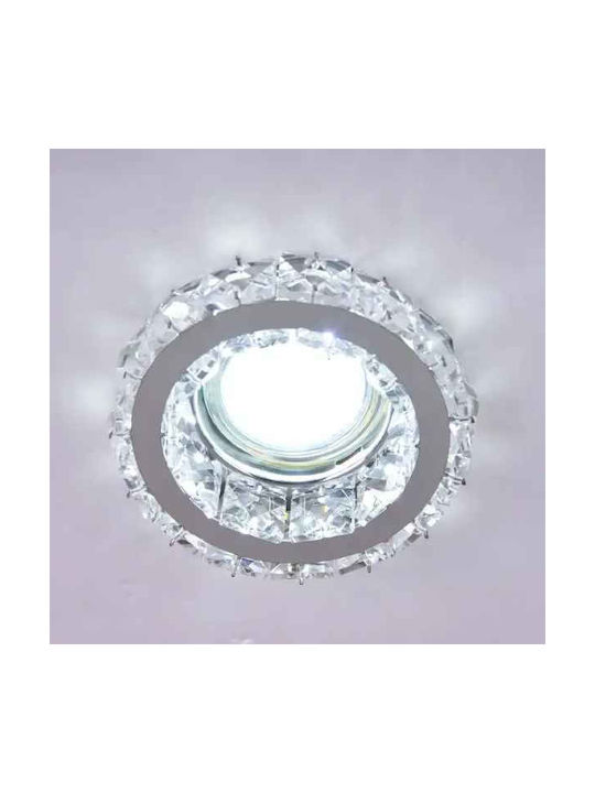 Round Crystalline Recessed Spot with Socket GU10 Silver