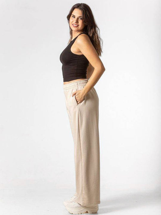 Women's Fabric Trousers with Elastic Black