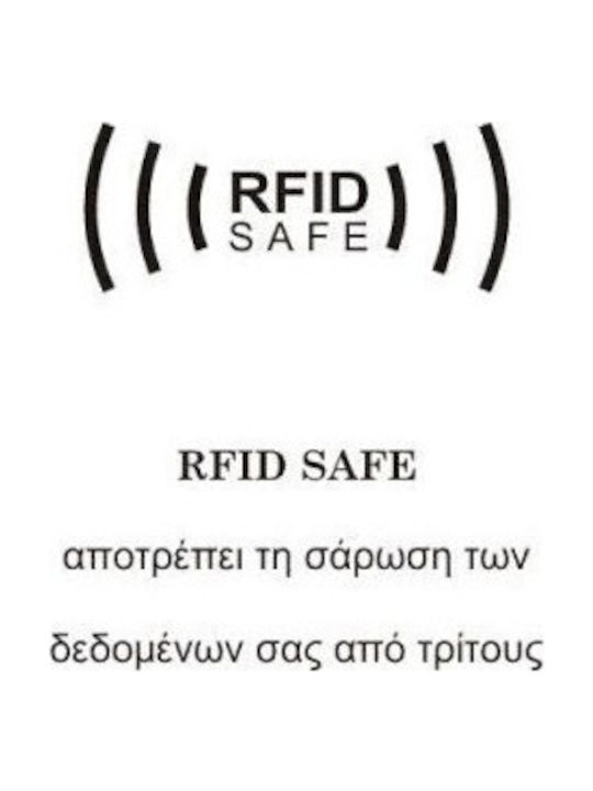 Δερμάτινο Ανδρικό Πορτοφόλι Καρτών με RFID Μαύρο Κόκκινο