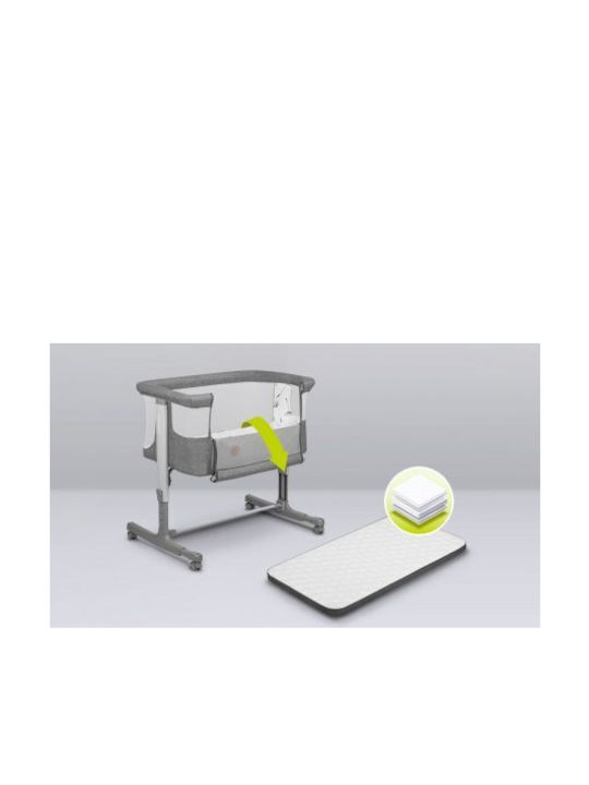 Lionelo Λίκνο Aurora με Στρώμα, Πλαϊνό Άνοιγμα και Ρόδες Gray Graphite