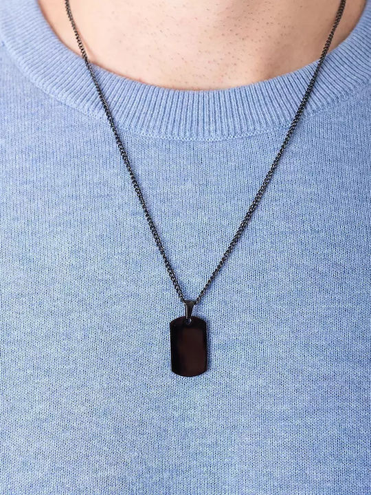 Oxzen Necklace ID Card Made of Steel with Personalization Black