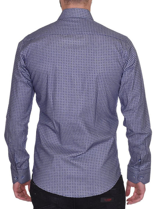 Endeson Fashion Men's Shirt Long Sleeve Blue.