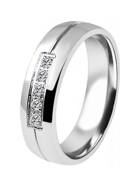 Akzent Women's Ring Small Wedding Ring with Stones from Steel