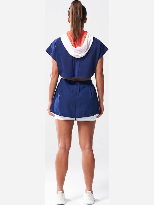 Cropped Women's Sweatshirt Hooded Medieval Blue