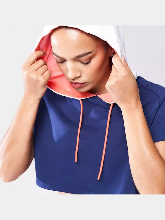 Cropped Women's Sweatshirt Hooded Medieval Blue