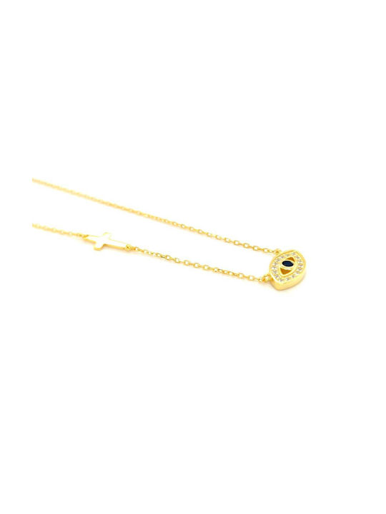 Drandakis Necklace Eye from Gold Plated Silver with Zircon