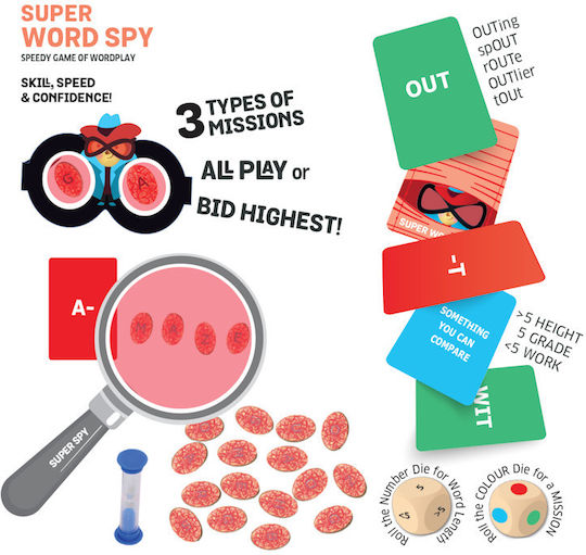 Joc de Societate Super Word Spy pentru 2-4 Jucători 3+ Ani (EN) Chalk & Chuckles