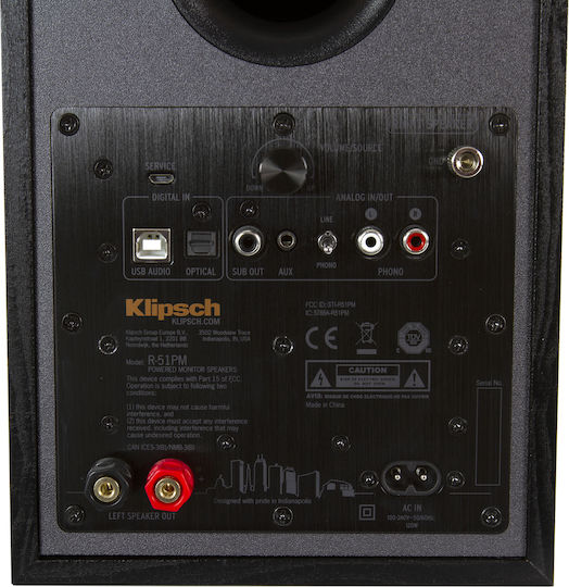 Klipsch R-51PM Αυτοενισχυόμενα Ηχεία με Bluetooth 120W (Ζεύγος) Μαύρα