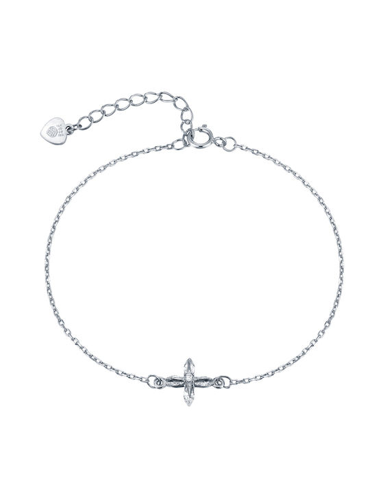 Prince Silvero Armband Kette mit Design Kreuz aus Silber mit Zirkonia