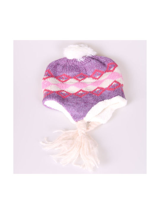 Kids Beanie Set with Scarf & Gloves Knitted Purple