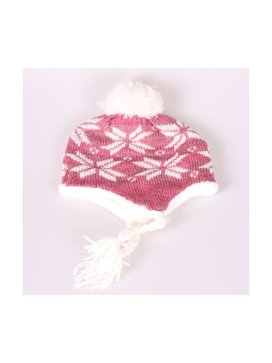 Kids Beanie Set with Scarf & Gloves Knitted Pink