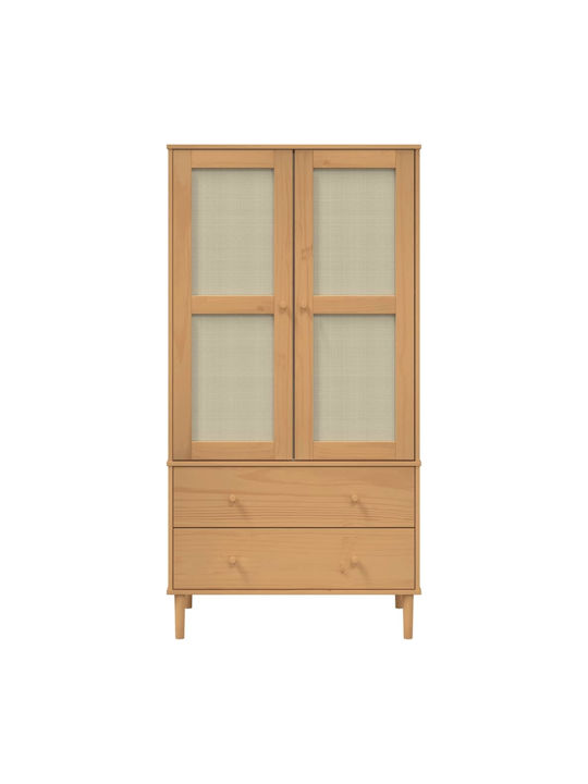 Ușă dublă Dulap de Haine cu Oglindă Coffee 90x55x175cm