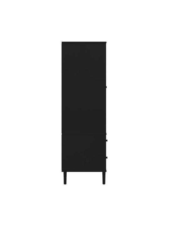 Δίφυλλη Ντουλάπα με Καθρέπτη Μαύρο 90x55x175cm