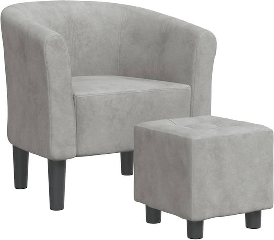 Armchair with Footstool Barrel 70x56x68cm Light Grey Armchair with Footstool Barrel 70x56x68cm Light Grey