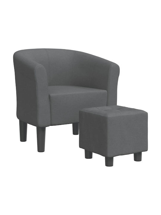 Barrel Armchair with Footstool Dark Grey 70x56x68cm