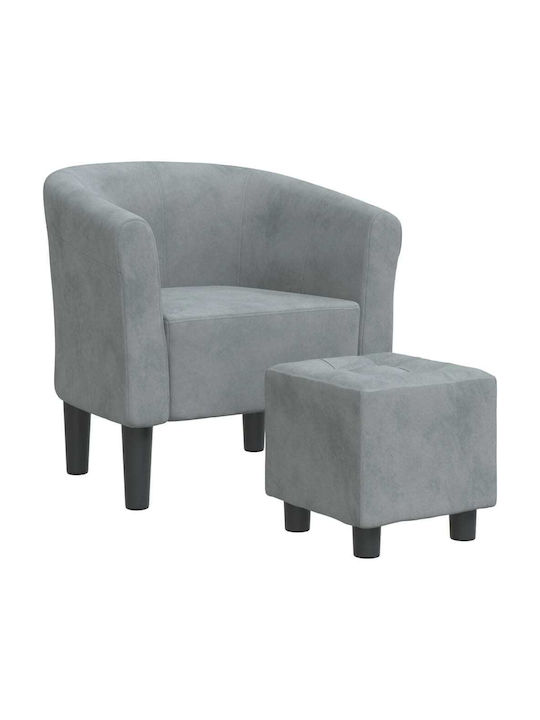 Barrel Armchair with Footstool Dark Grey 70x56x68cm