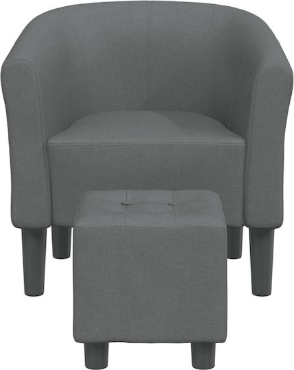 Barrel Armchair with Footstool Dark Grey 70x56x68cm