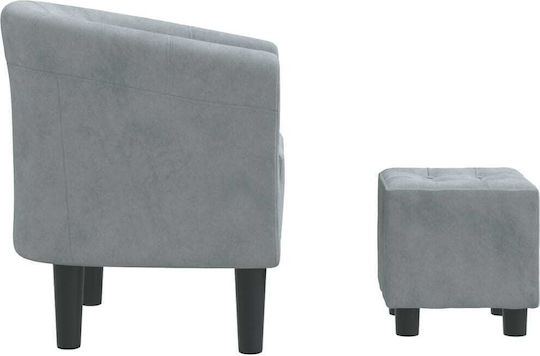 Barrel Sessel mit Fußhocker Samt Dark Grey 70x56x68cm