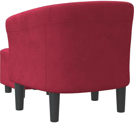 Barrel Sessel mit Fußhocker Samt Bordeaux 46.5x46.5x45cm