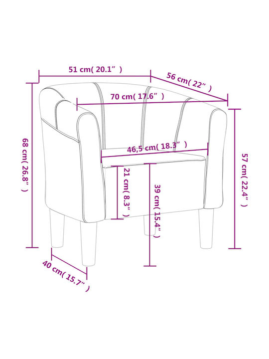 Barrel Armchair Black 70x56x68cm