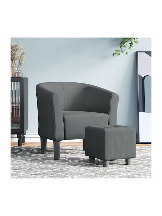 Barrel Armchair with Footstool Dark Grey 70x56x68cm